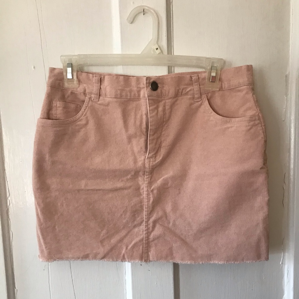 Pink jean mini skirt